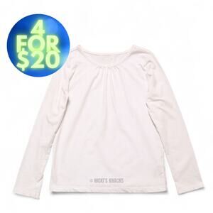 4/$20 - The Childrens Place Girls Long Sleeve White T-Shirt Size M 7/8